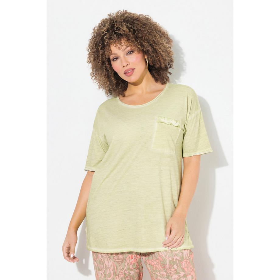 Ulla Popken T-Shirt Oversize Poche Poitrine Volantée  