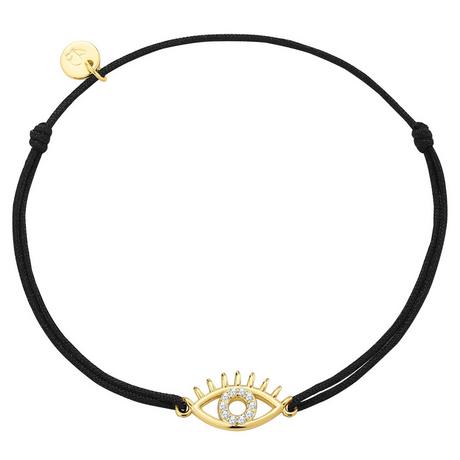 Glanzstücke München  Armband Sterling Silber gelbgold Textil (schwarz) Zirkonia weiß 