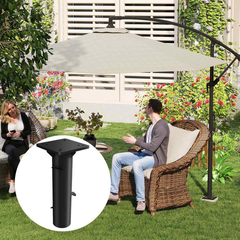 Northio Pied de parasol en béton, porte-parapluie déporté, porte-parapluie carré, support pour parasol déporté 113/92 mm, poids de parasol pour balcon, terrasse, jardin, gris foncé  