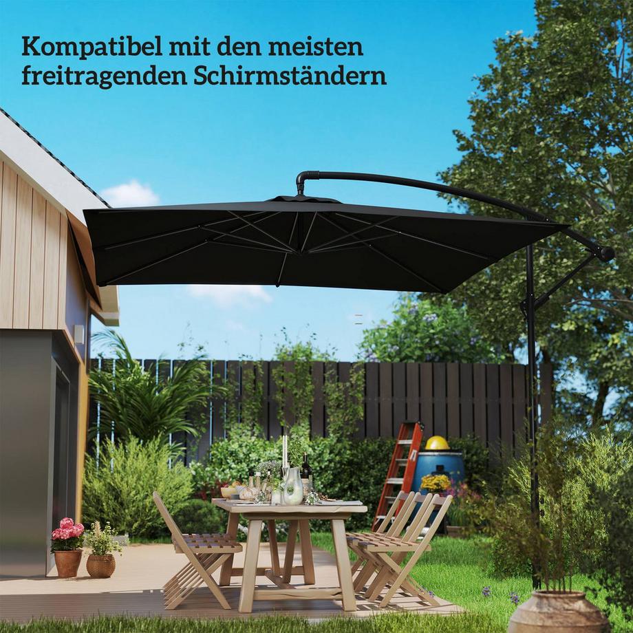 Northio Pied de parasol en béton, porte-parapluie déporté, porte-parapluie carré, support pour parasol déporté 113/92 mm, poids de parasol pour balcon, terrasse, jardin, gris foncé  