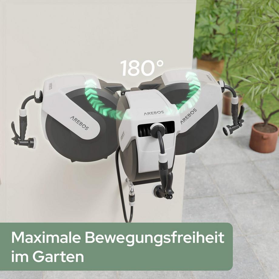 Arebos  Automatischer Gartenschlauchaufroller 35m 