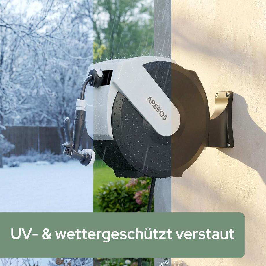 Arebos  Automatischer Gartenschlauchaufroller 35m 