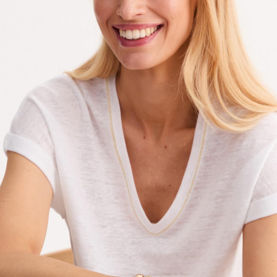 La Redoute Collections T-shirt Lino Scollo a V  