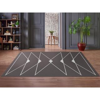 Vente-unique  Tappeto geometrico con finitura in lurex 160 x 230 cm Tortora - TROZIA 