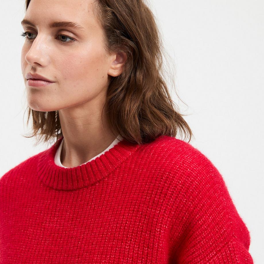 La Redoute Collections Flauschiger Grobstrick Pullover mit Rundhalsausschnitt  