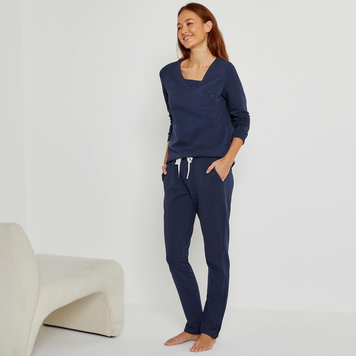 Image of 2-teiliger Pyjama Aus Sweatware Damen Blau 42