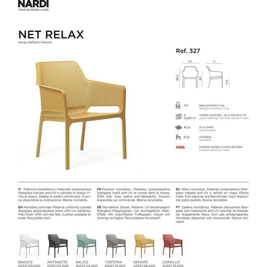 NARDI outdoor Fauteuil de jardin Net jaune haut  
