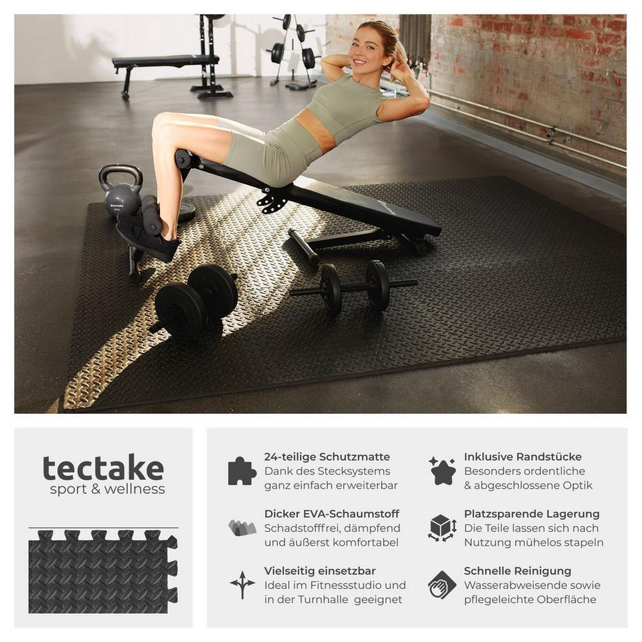 Tectake  Ensemble de 24 dalles carrées  souples et antidérapantes 