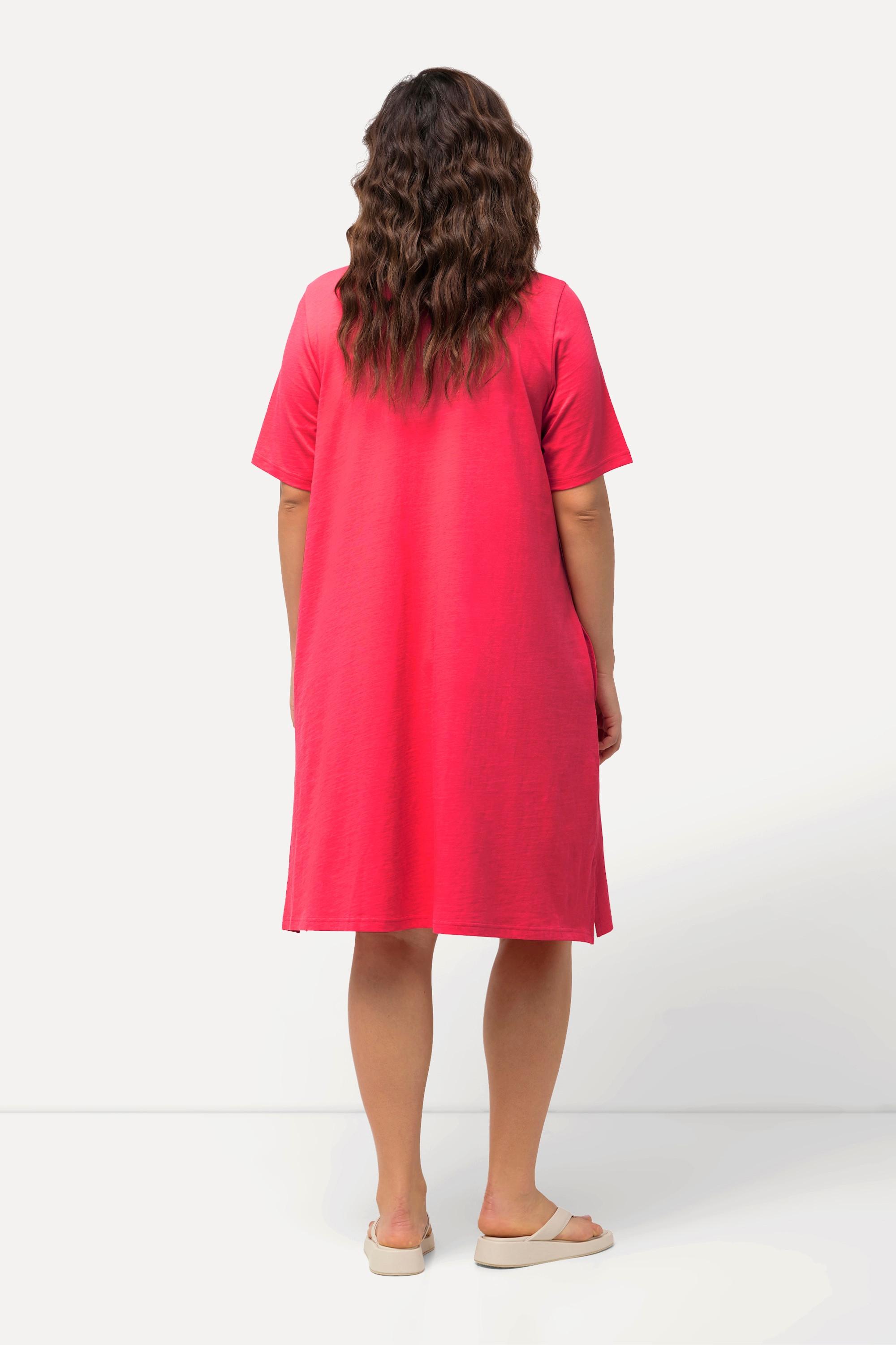 Ulla Popken Abito in jersey Linea A Girocollo Mezza Manica con Tasche  