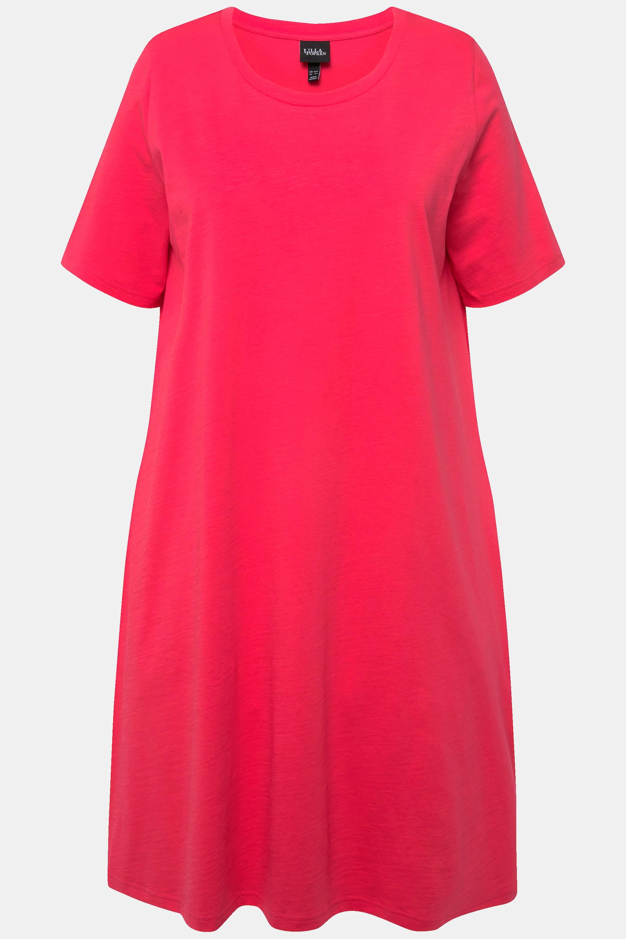 Ulla Popken  Robe en jersey. Ligne A, col rond et manches courtes. Poches. 