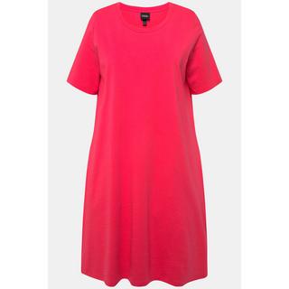 Ulla Popken  Robe en jersey. Ligne A, col rond et manches courtes. Poches. 