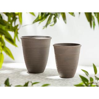 Beliani Lot de 2 pots de fleurs en Mélange de pierre Rustique KATALIMA  