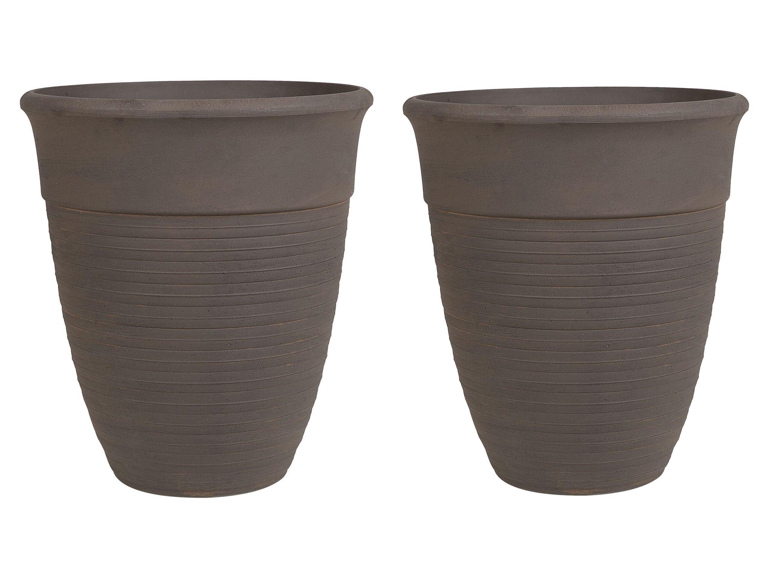 Beliani Lot de 2 pots de fleurs en Mélange de pierre Rustique KATALIMA  