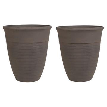 Lot de 2 pots de fleurs en Mélange de pierre Rustique KATALIMA