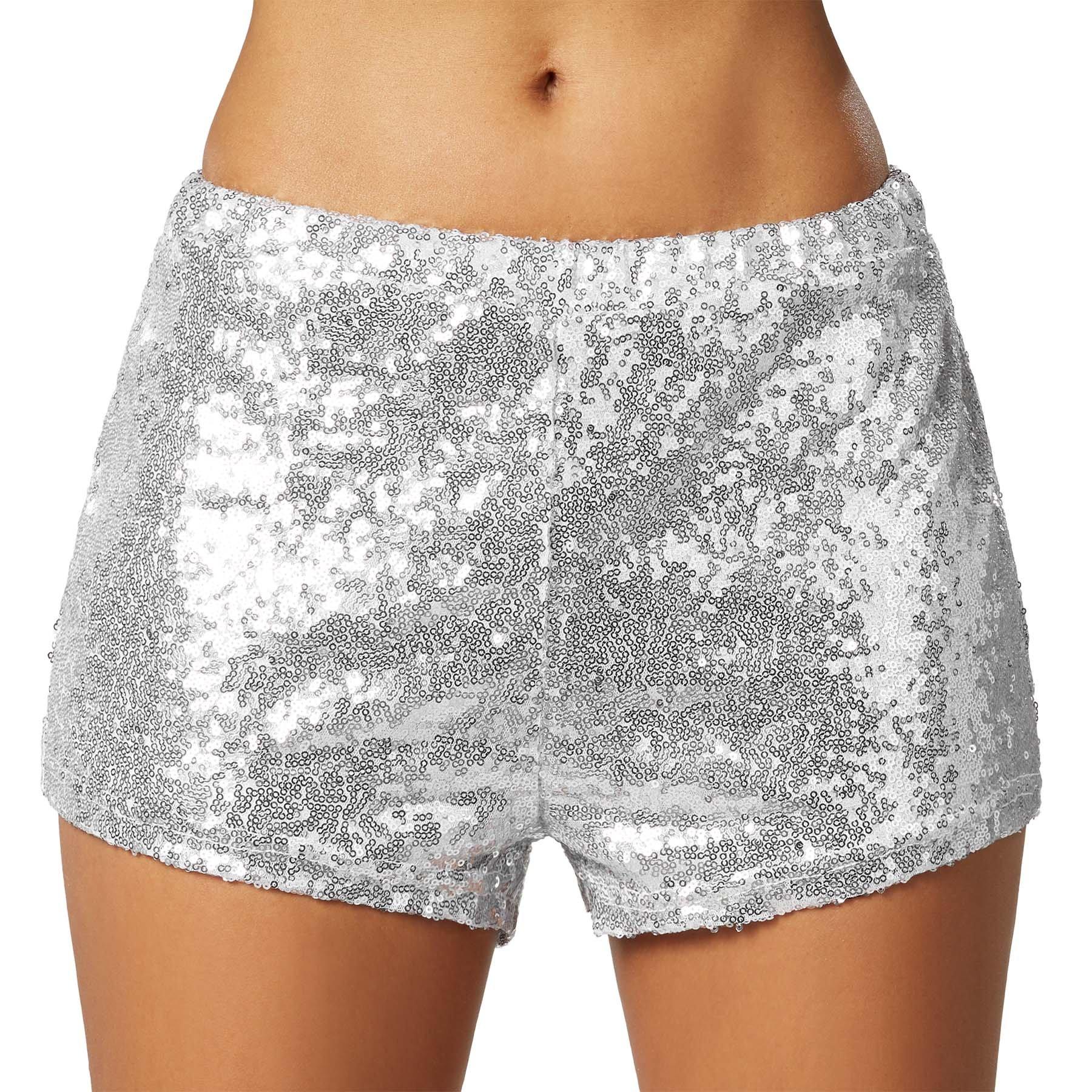 Image of Pailletten-shorts Damen Silber XXL