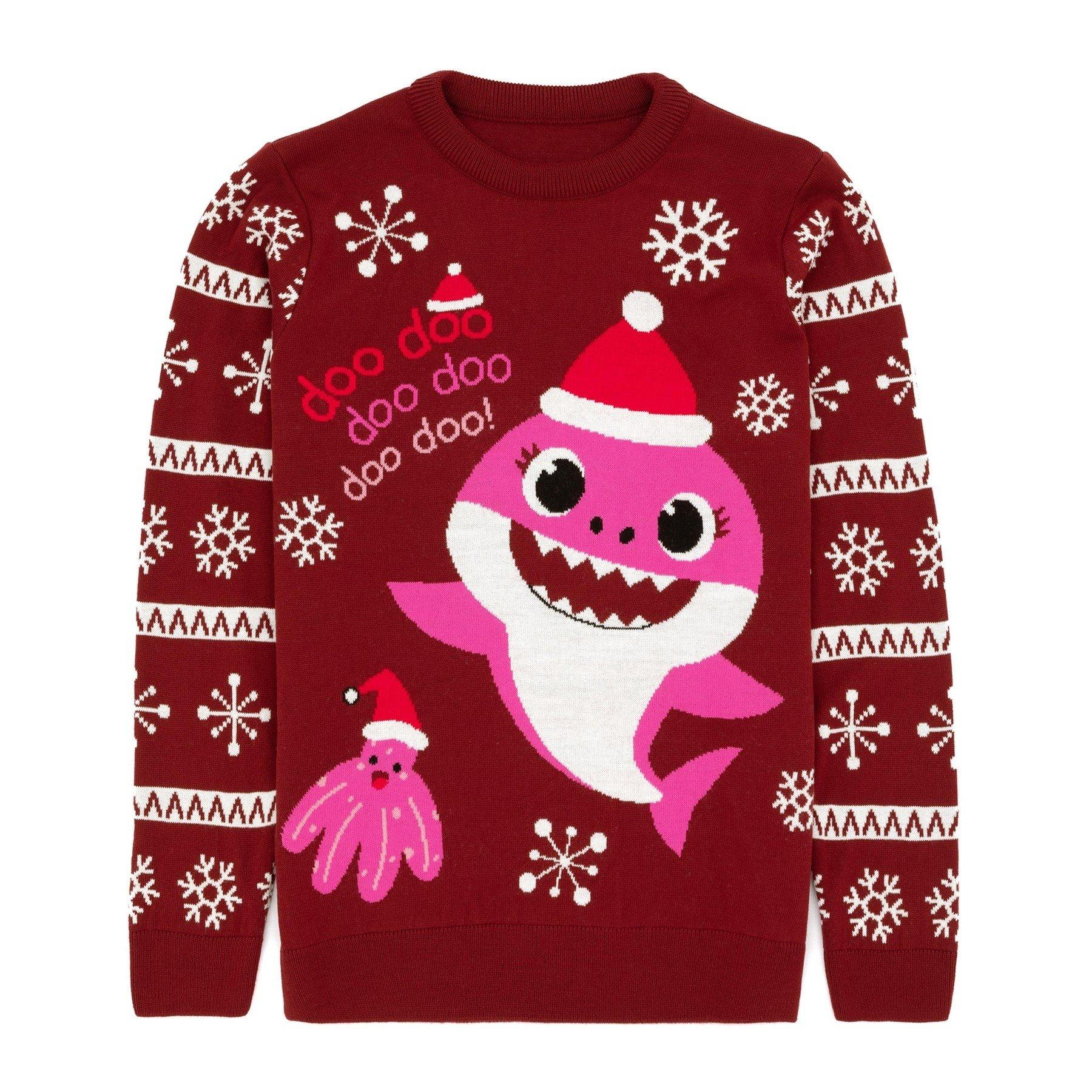 Image of Shark Pullover Weihnachtliches Design Damen Rot Bunt M