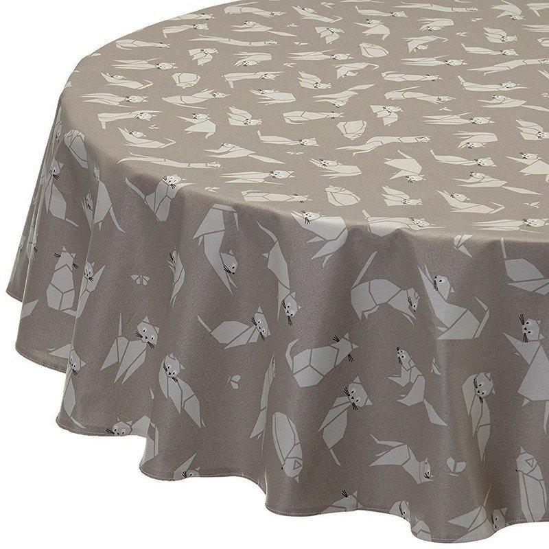 Fleur de Soleil Nappe enduite ronde ou ovale Chats  