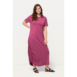 Ulla Popken  Robe maxi en jersey de coton bio, col rond et manches courtes 