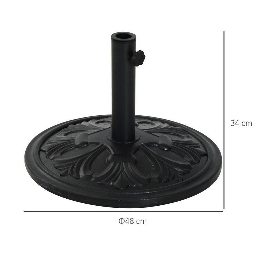 Northio Portaombrellone Portaombrellone Portaombrellone Base Ombrellone 13 Kg Portaombrellone Ø35/Ø38/Ø48Mm Plastica + Cemento Nero Antico Ø48 X 34 Cm  