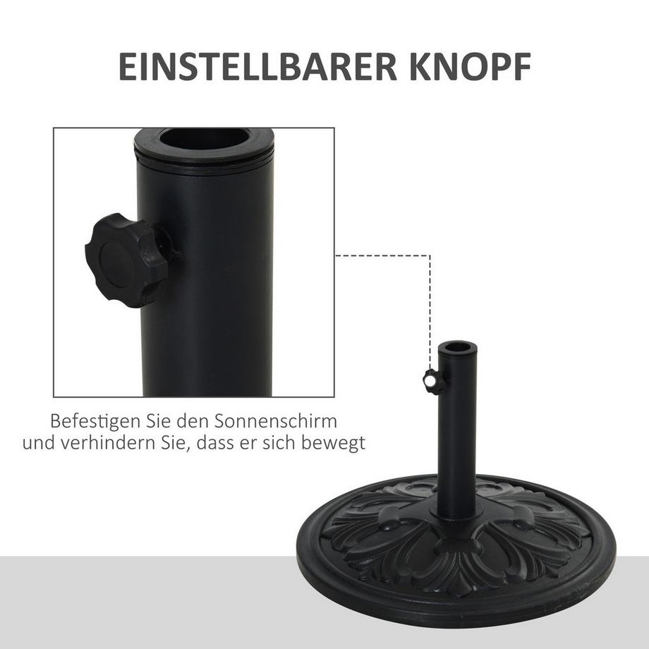Northio Portaombrellone Portaombrellone Portaombrellone Base Ombrellone 13 Kg Portaombrellone Ø35/Ø38/Ø48Mm Plastica + Cemento Nero Antico Ø48 X 34 Cm  