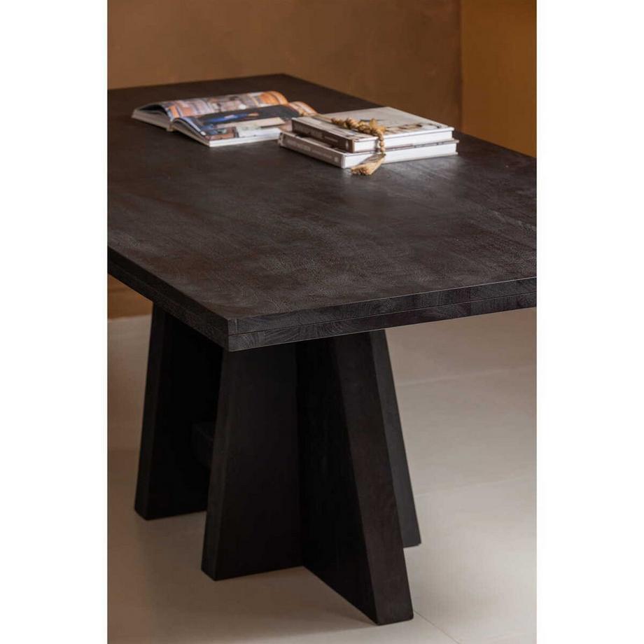 mutoni Table de salle à manger Kean bois de manguier noir 220x100  