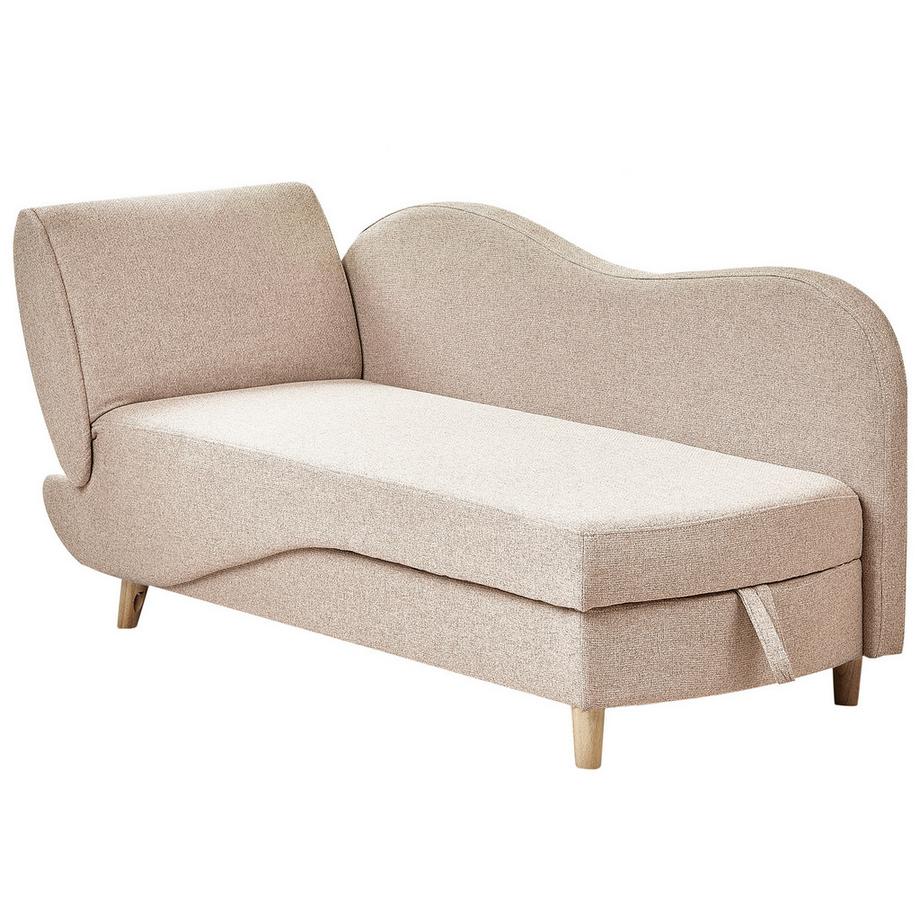 Beliani Linksseitige Chaiselongue aus Kunstleinen Skandinavisch MERI  