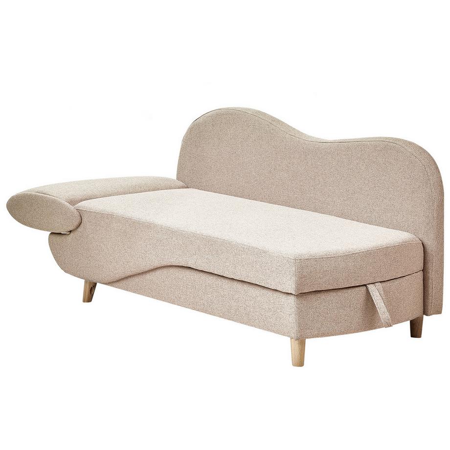 Beliani Linksseitige Chaiselongue aus Kunstleinen Skandinavisch MERI  