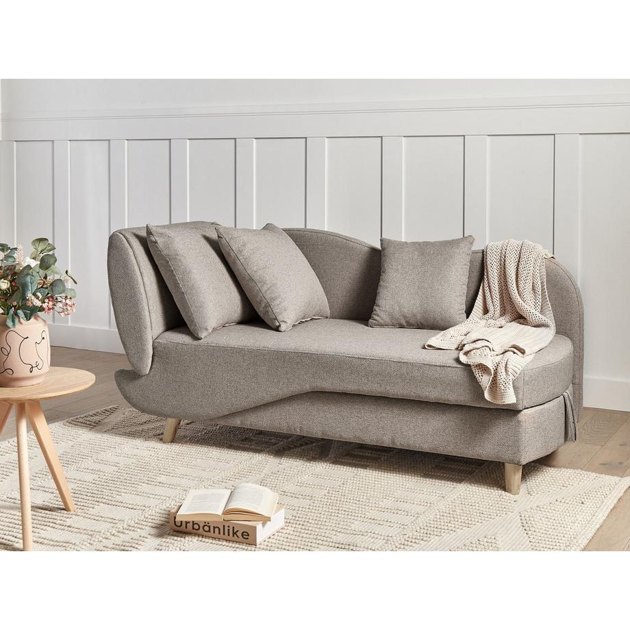 Beliani Linksseitige Chaiselongue aus Kunstleinen Skandinavisch MERI  