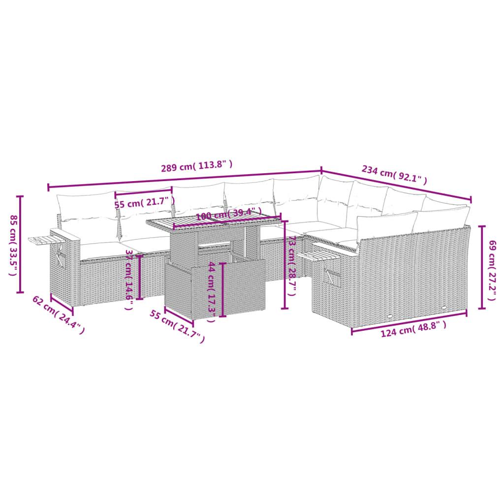 VidaXL Ensemble de canapés de jardin rotin synthétique  