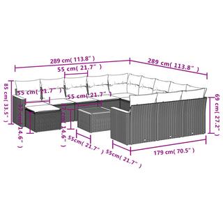 VidaXL Ensemble de canapés de jardin rotin synthétique  