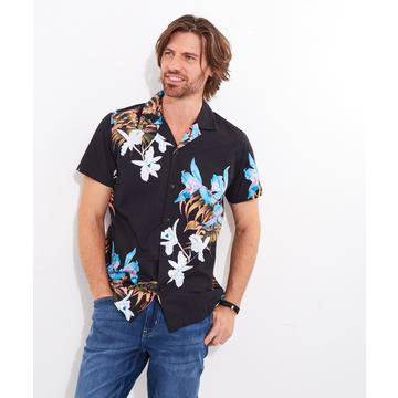 Chemise Col Revers Imprimé Floral Tropical