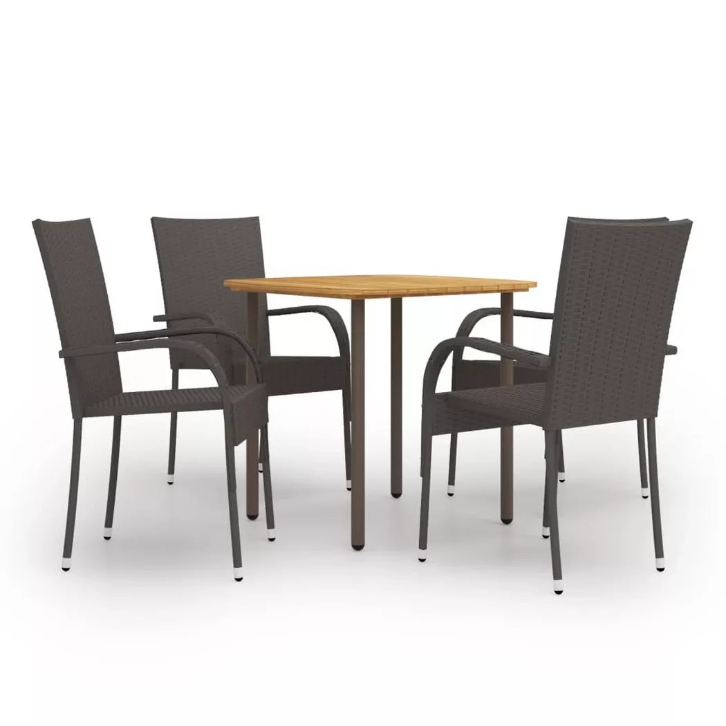 vidaXL 5-tlg. Garten-Essgruppe Poly Rattan Braun