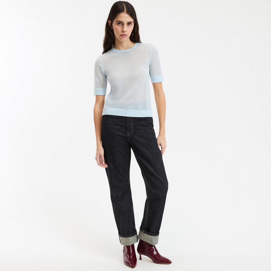 La Redoute Collections Feinstrick Kurzarm Rundhals Pullover  