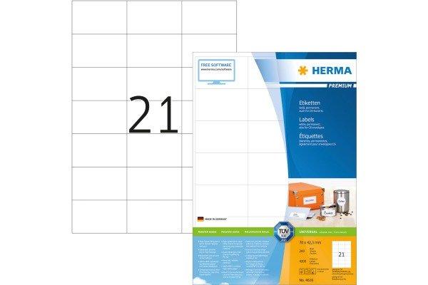 HERMA HERMA Universal-Etiketten 70x42,3mm 4616 weiss 4200 St./200 Blatt  