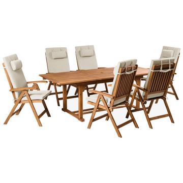 Set da pranzo per giardino con sedie en Legno d'acacia Rustico JAVA PREMIUM