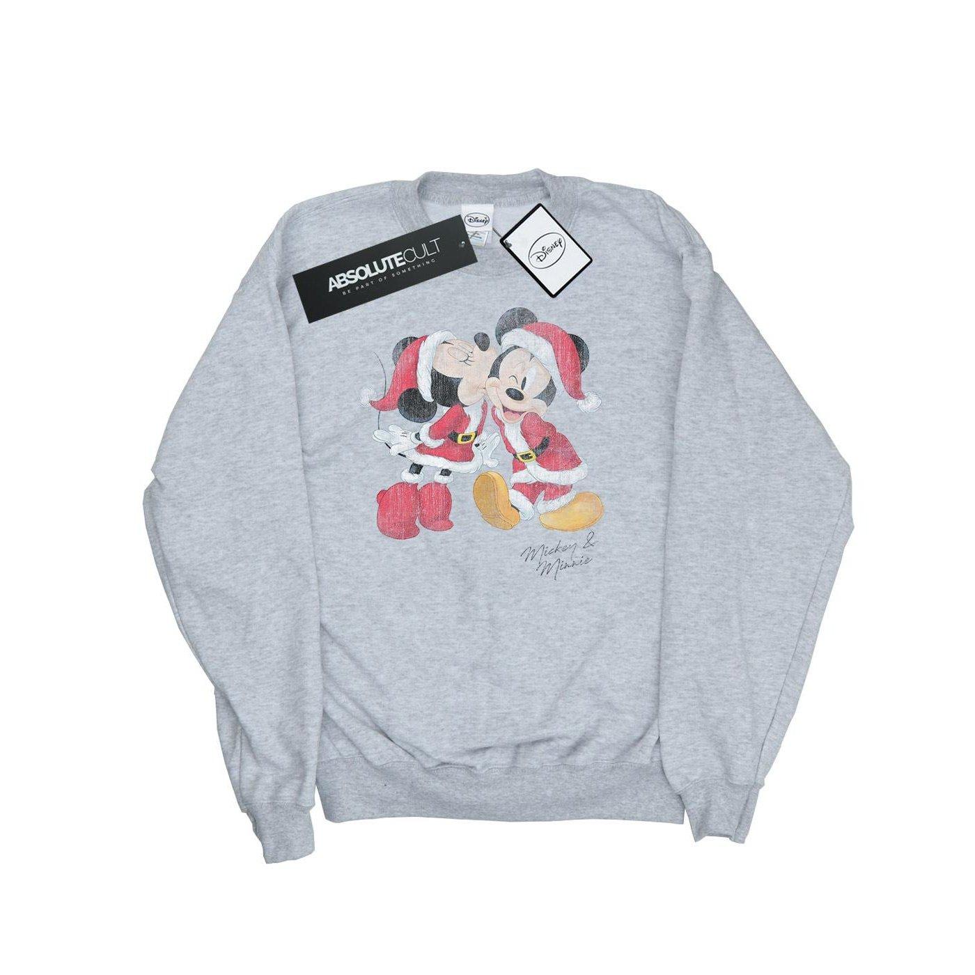 Image of Mickey And Minnie Christmas Kiss Sweatshirt Unisex Grau 116