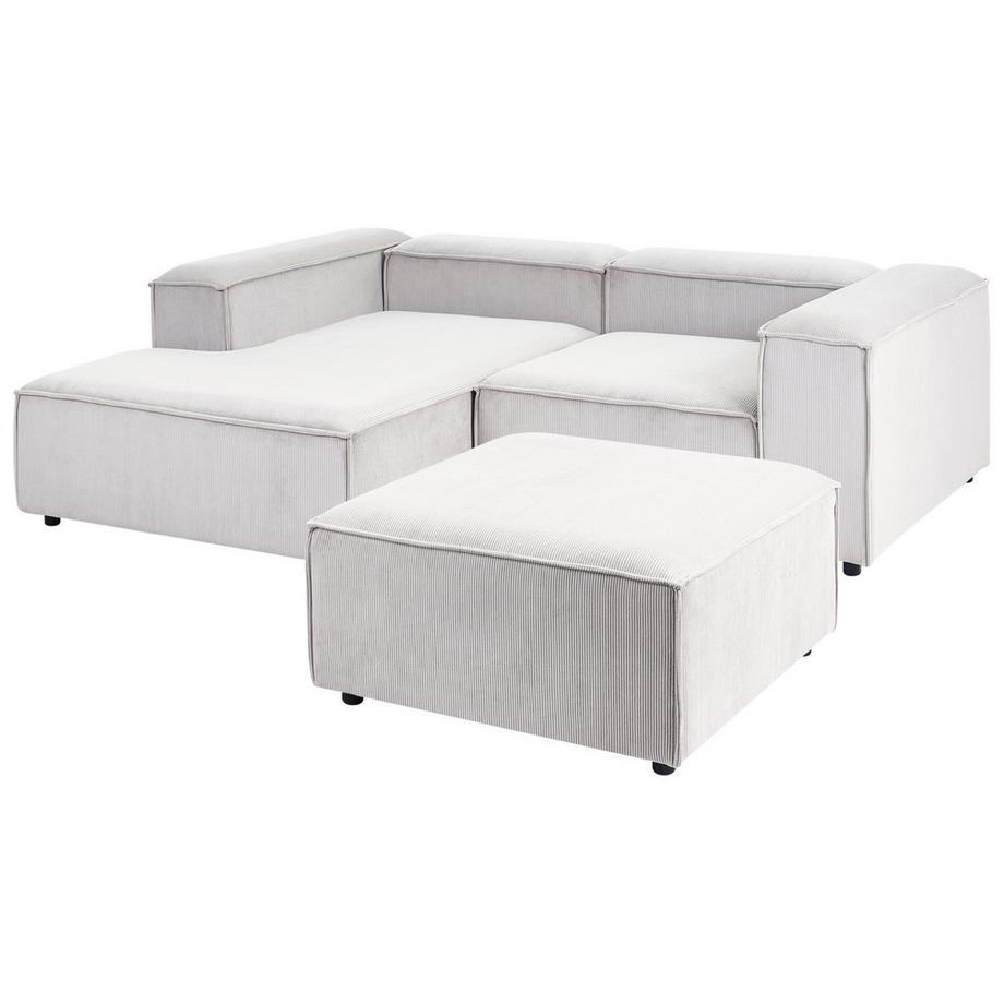 Beliani Rechtsseitiges Ecksofa mit Ottomane aus Cord  ARDAL  