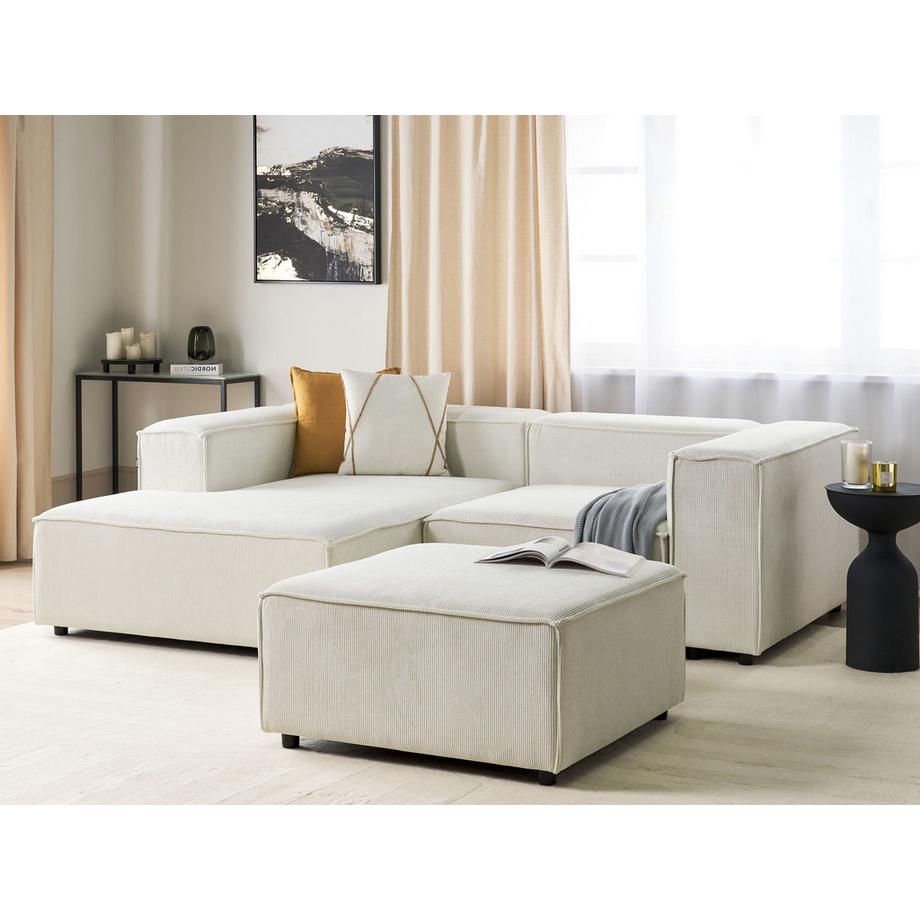 Beliani Rechtsseitiges Ecksofa mit Ottomane aus Cord  ARDAL  