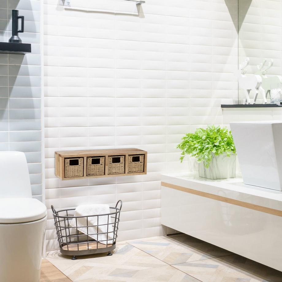 B2X Wandregal in Nussbaum mit Körben  