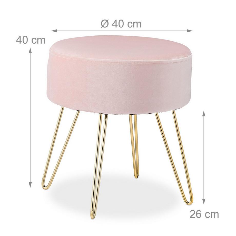 B2X  Hocker aus Samt mit rosa Metallbeinen 