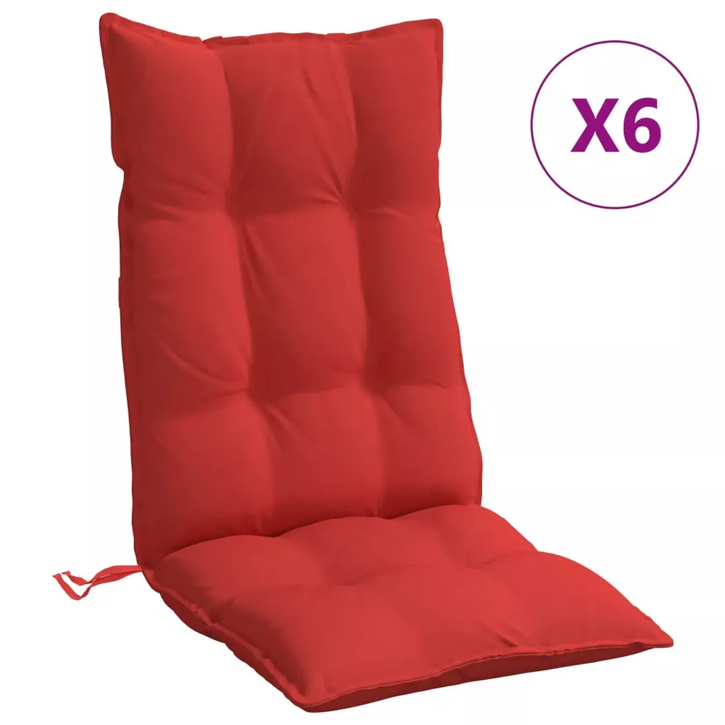 vidaXL Stoelkussens 6 st hoge rug oxford stof rood377622