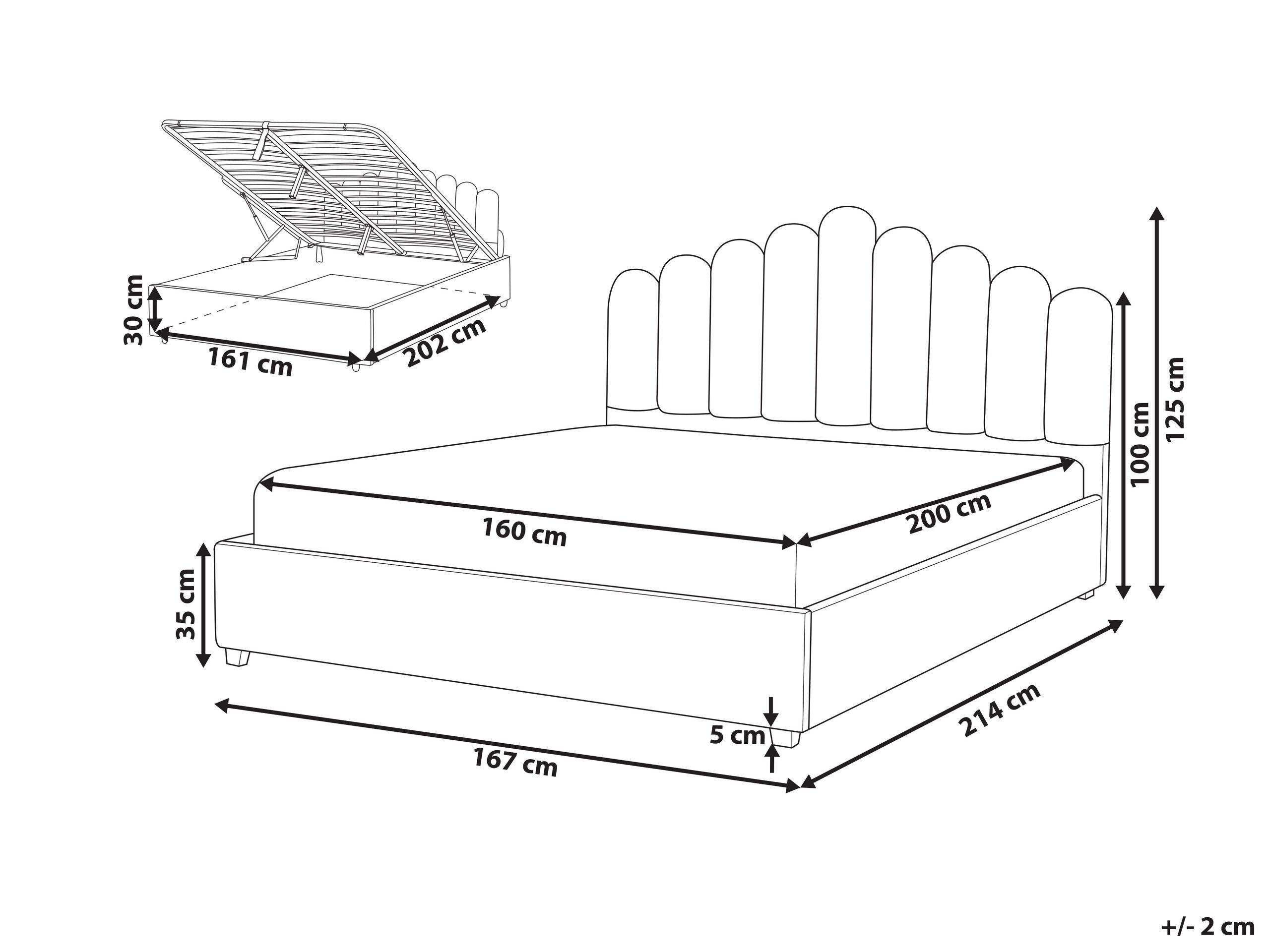 Beliani Bett mit Bettkasten aus Samtstoff Modern VINCENNES  