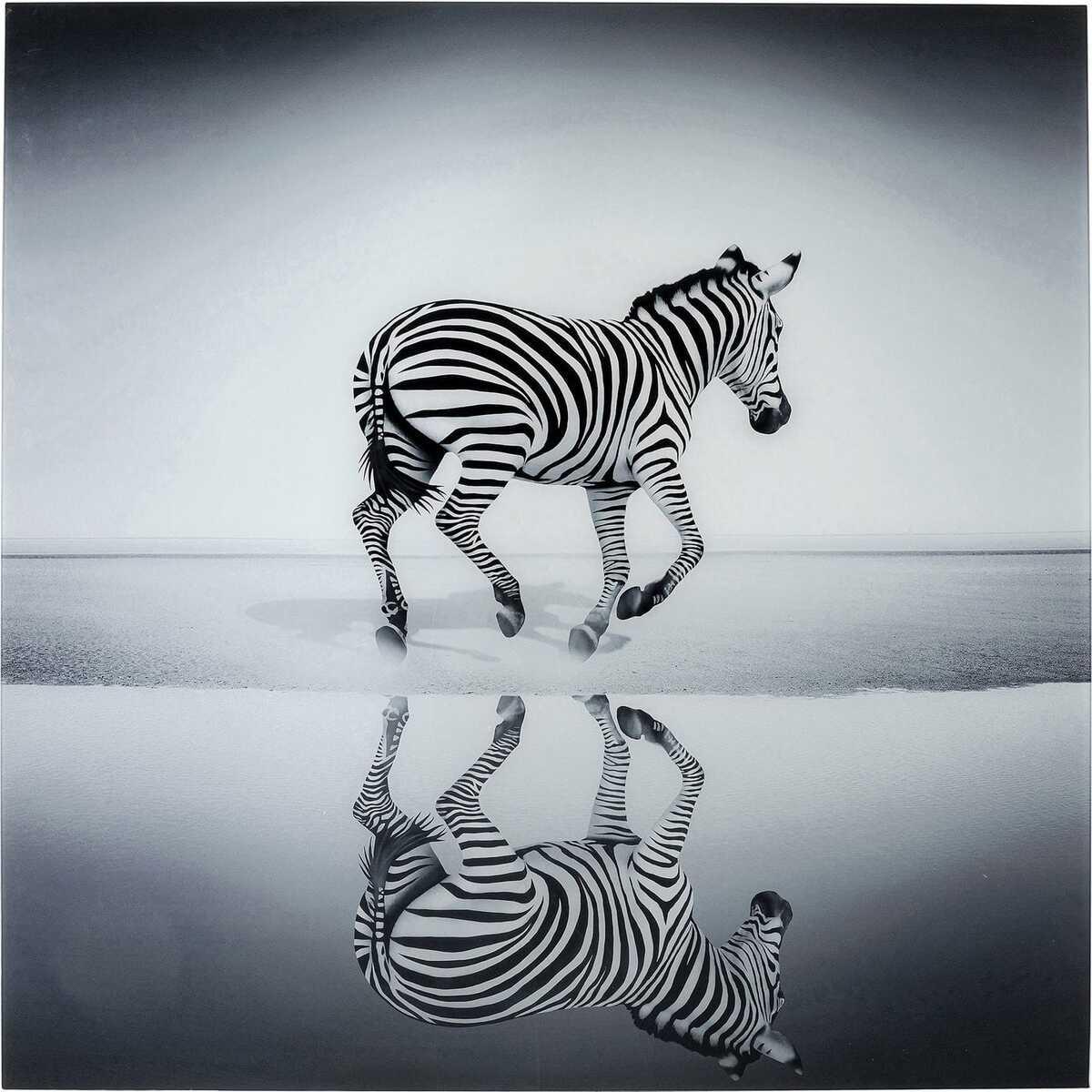 Image of Bild Glas Savanne Zebra 120x120cm Bild Glas Savanne Zebra 120x120cm