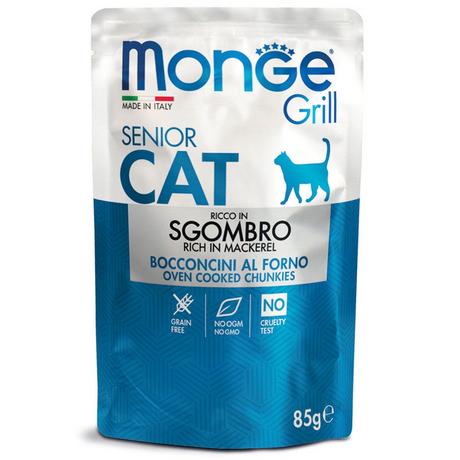 Monge  Grill pour chat senior au maquereau - Multipack 