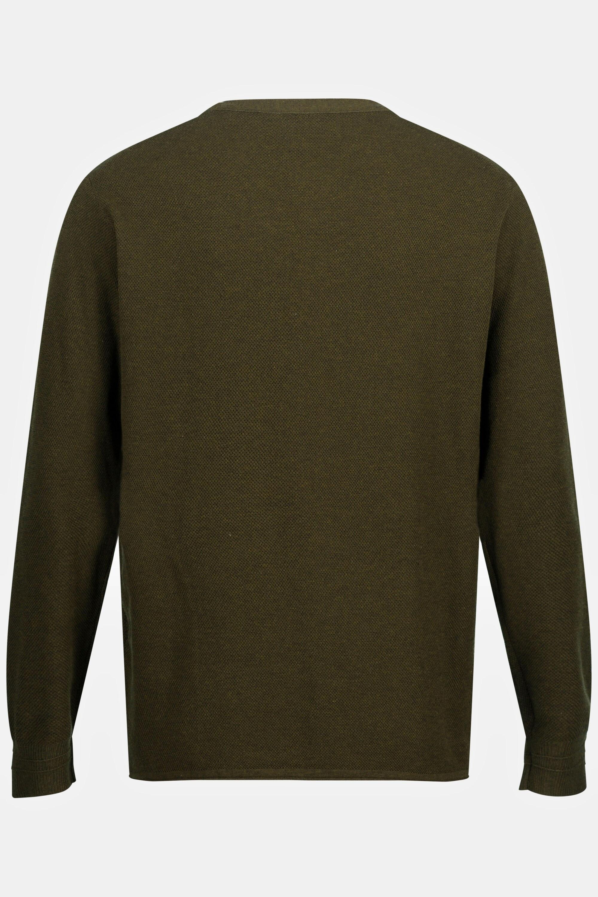 JP1880  Pull style Henley, en maille texturée. Manches longues et col rond. Jusqu'au 8 XL. 