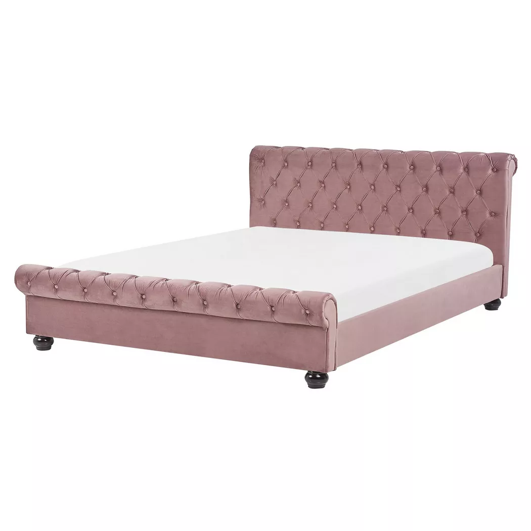 Beliani - Wasserbett aus Samtstoff  AVALLON, Pink