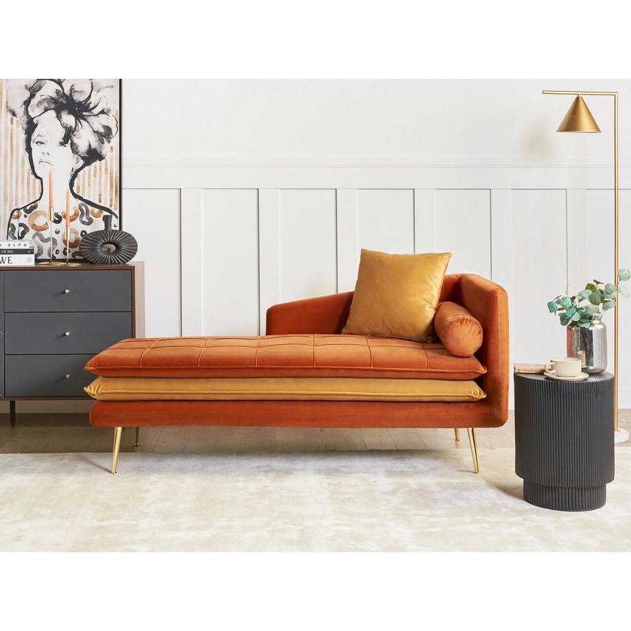 Beliani Chaise longue versione destra en Velluto Glamour GONESSE  