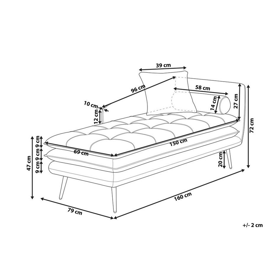 Beliani Chaise longue versione destra en Velluto Glamour GONESSE  