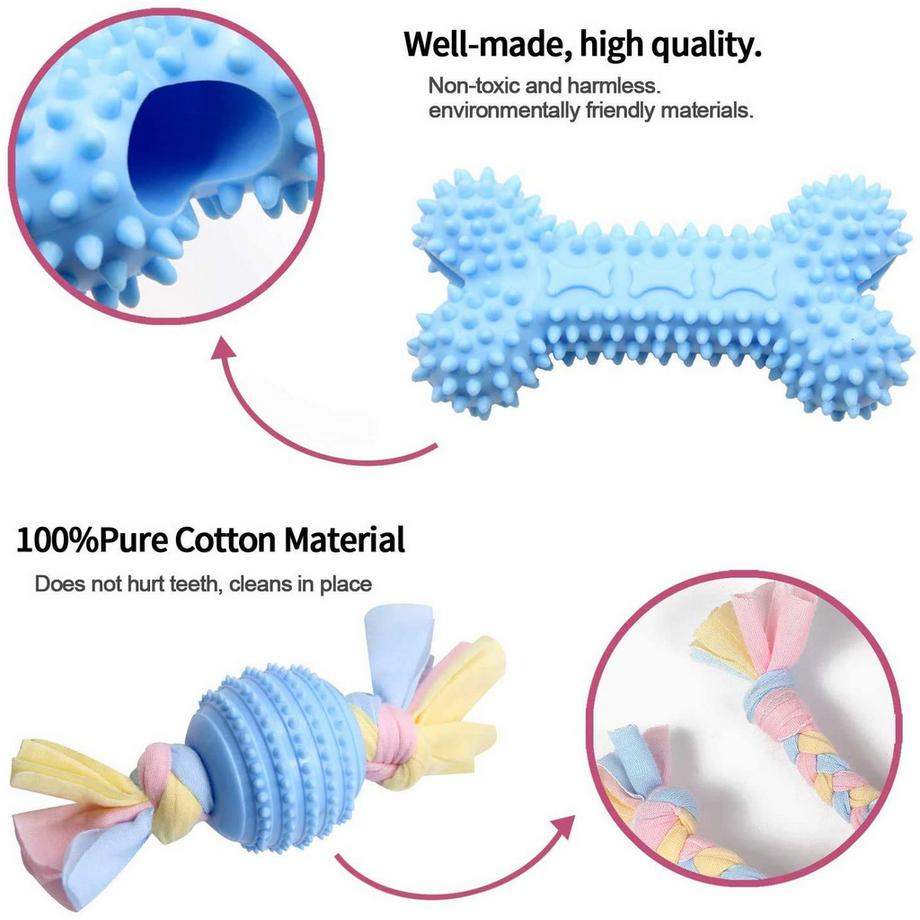 Alopini  Hundespielzeug, Kauspielzeug für Hunde, Aggressives Kauspielzeug für Welpen/kleine, mittelgroße Hunde mit Ball und Baumwollseilen 