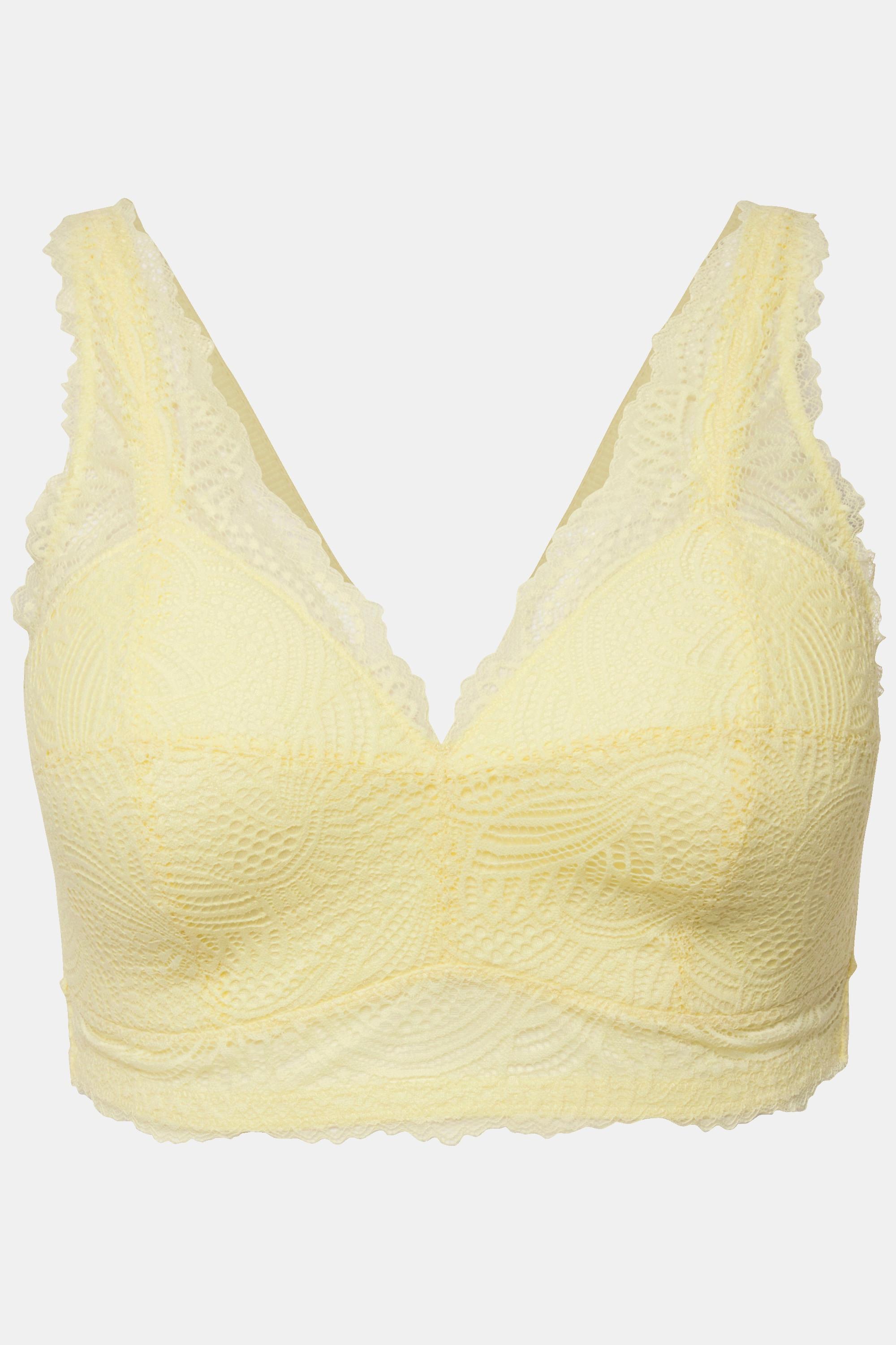 Ulla Popken  Bralette sans armatures, à bonnets souples, avec dentelle - bonnet B-F 